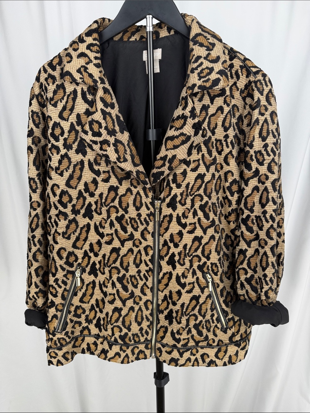 Chico’s Leopard Print Moto Jacket Size 3 XL